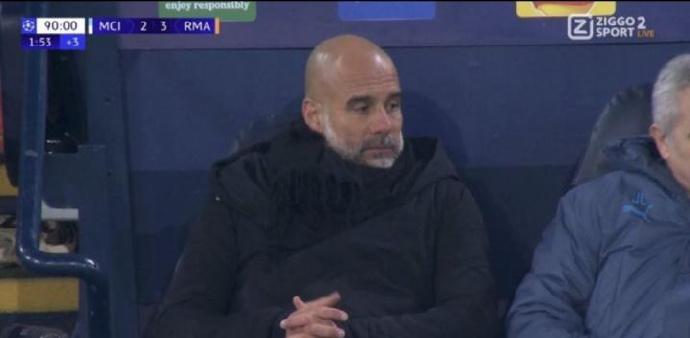 欧冠-贝林厄姆绝杀后，瓜帅瘫坐在场边一脸生无可恋